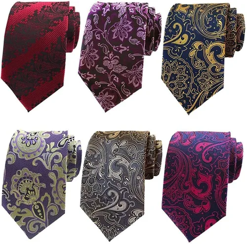Vista 39 de WeiShang Lote de 6 corbatas clásicas de seda para hombre, corbatas tejidas jacquard