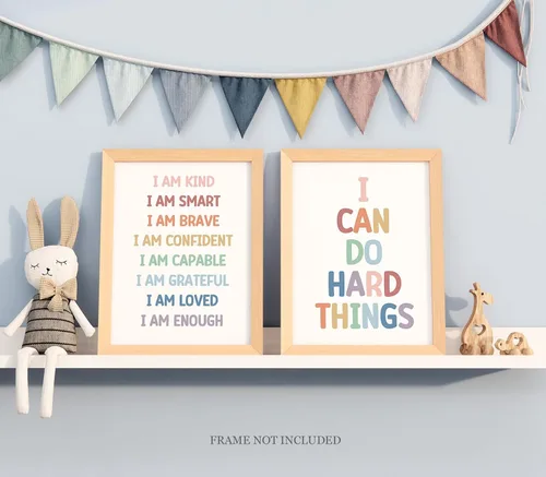 Vista 5 de Arte de pared para niños, impresión de afirmaciones, decoración de pared de aula, decoraciones de aula, carteles educativos inspiradores, decoración