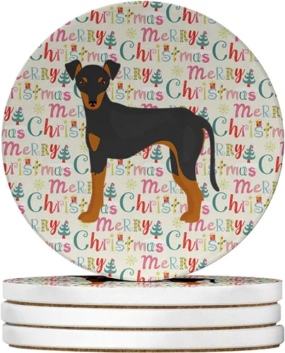 Vista 101 de Abyssinian Sand Terrier Merry Christmas - Posavasos grandes de piedra arenisca (4 unidades)