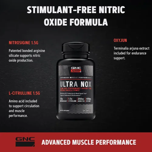 Vista 6 de GNC AMP Ultra Nox, soporta resistencia y rendimiento, sin estimulaciones