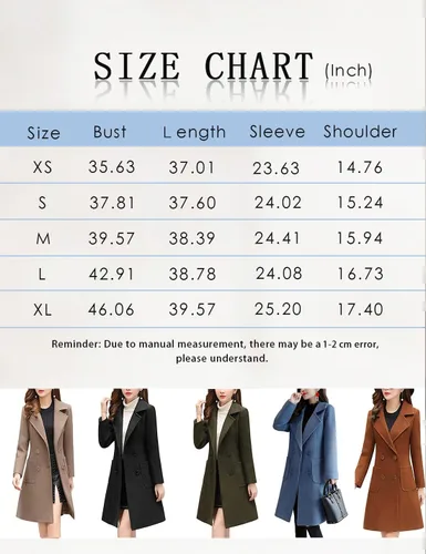 Vista 5 de Bankeng Chaqueta de solapa de doble botonadura con muesca para mujer, mezcla de lana de camello