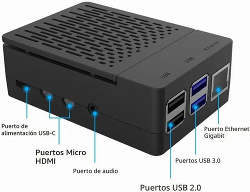 Vista 7 de GeeekPi Funda con ventilador PWM para Raspberry Pi 4, 18W 5V 3.6A USB-C fuente de alimentación para Raspberry Pi 4, disipadores de calor, lector