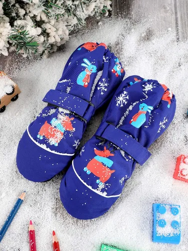 Vista 7 de Manoplas de esquí para niños, guantes de invierno impermeables para nieve, guantes cálidos y resistentes al viento para niños y niñas