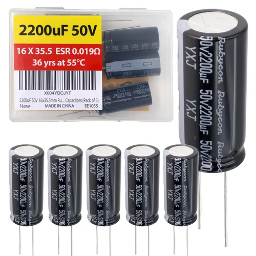 Vista 30 de 100uF 50V 8X11.5mm Rubycon Electrolytic Capacitor Low ESR 0.17Ω Long Life 36yrs at 55 Degree C mfd mircofarad Micro Farad C Radial Lead Aluminum