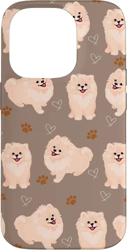 Vista 17 de Funda marrón para iPhone 13 Pro Max con diseño de pomerania y cachorros