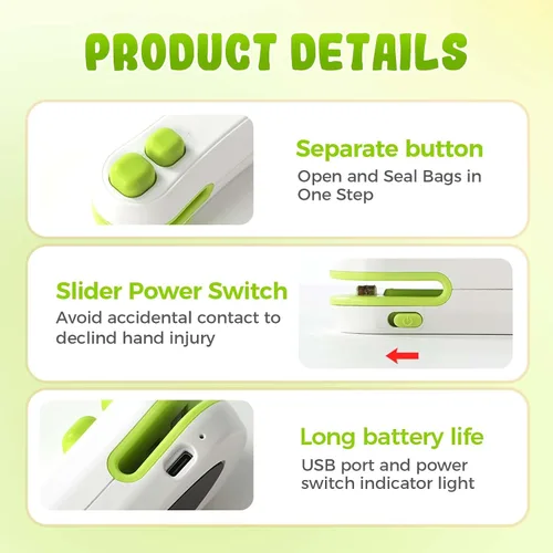Vista 5 de Mini sellador de bolsas, sellador térmico 2 en 1 y cortador, máquina reselladora portátil de mano para bolsas de plástico, aperitivos, 2 Mezcla