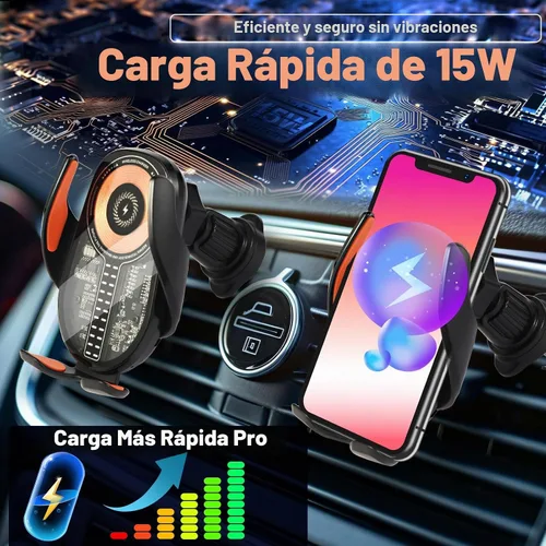 Vista 3 de Soporte para teléfono de automóvil de 15 W, soporte de cargador Negro