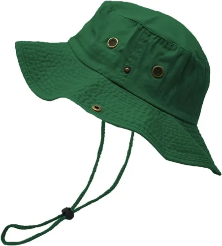 Vista 22 de Glory Max Sombrero de pescador de algodón lavado con correa de barbilla gorra de pesca Sun Safari Boonie Oliva
