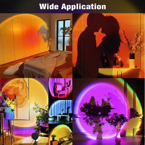 Vista 6 de Balkwan Lámpara de Proyección de Puesta de Sol con Rotación LED Romántica Moderna Soporte de Pie Luz Nocturna con USB para Sala de Estar Dormitorio