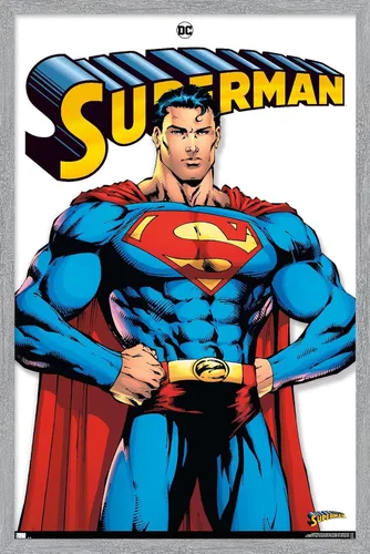 Vista 16 de DC Comics Superman Feature Series - Póster de pared, 22.4 pulgadas de largo x 14.7 pulgadas de ancho, versión enmarcada de madera de granero