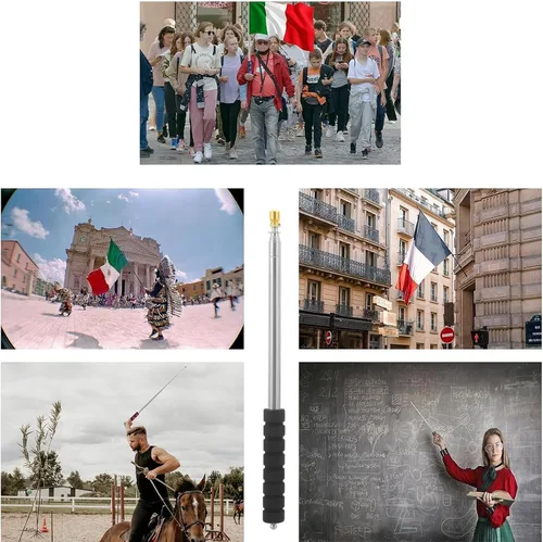 Vista 7 de Difuento 1 pieza Asta de Bandera para Guía Turístico Telescópica de Mano Astas de Bandera Portátiles con Clips para Guía Turístico Punto