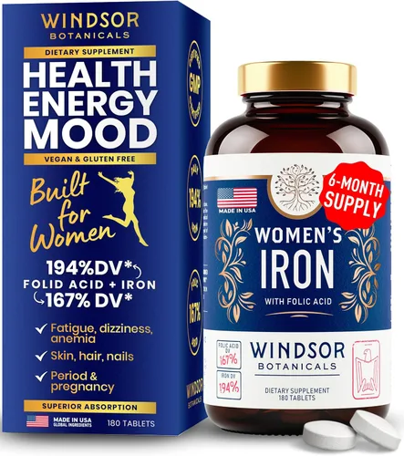 Vista 5 de WINDSOR BOTANICALS Suplemento de hierro y paquete de alivio de PMS para mujeres