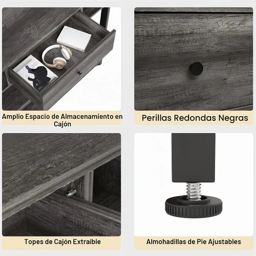 Vista 5 de Mexin Mesa de sofá consola de 39 pulgadas con cajón, mesa de entrada con estantes de almacenamiento, mesa de pasillo de madera industrial para sala