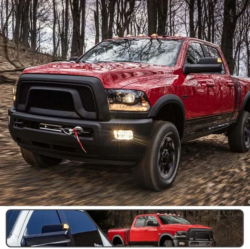 Vista 8 de 2 piezas de luz LED anaranjada para espejo y señal de giro para Dodge Ram 1500 2500 3500 4500 5500 2010-2018 Luz de señal de giro para espejo Lente