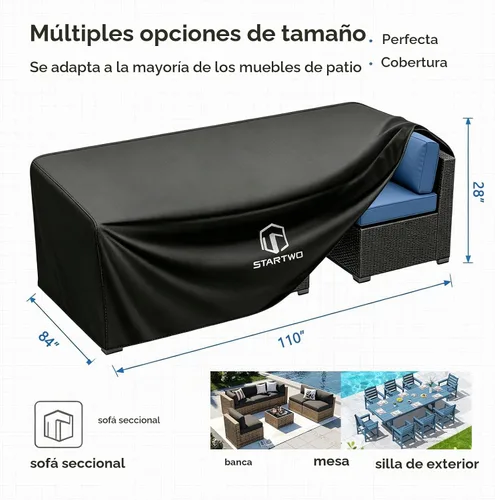 Vista 3 de STARTWO Fundas impermeables para muebles de patio, juego de muebles de exterior para 7 a 12 asientos, sillas seccionales de sofá y mesa, resistentes