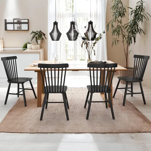 Vista 3 de LUE BONA Silla de Comedor Windsor, Juego de 2 Sillas de Comedor, Respaldo de Husillo de Madera, Sillas de Cocina Silla de Comedor de Madera, Sillas