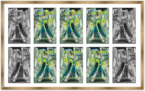 Vista 136 de Marco de cómic blanco mate para cómics publicado entre 1938 y 1955 (marco de madera maciza de cómic de la edad dorada) hecho para mostrar 4 cómics