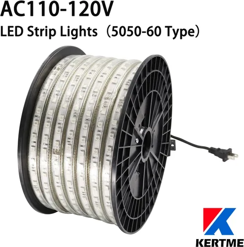 Vista 2 de Tira de luces LED 5050-60 tipo CA de 110-120 V, flexible, impermeable, regulable, multimodos de luz LED + control remoto de 23 teclas para Blanco