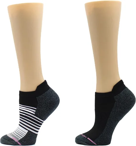 Vista 19 de Dr. Motion Womens Ankle Socks 2 Pack, Low Cut Cushioned Compression Running Socks for Women, Arch Support, Seamless Toe 2 pares negro sólido