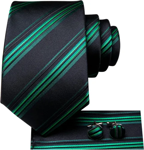 Vista 254 de Hi-Tie Corbata clásica de cachemira para hombre con pañuelo y gemelos a cuadros