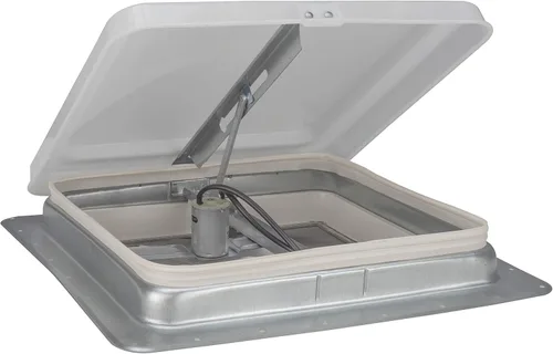 Vista 2 de HENG'S Ventilación de techo universal de 14 pulgadas para remolques de camping, color blanco, con ventilador de 12 voltios 71112-C. No incluye