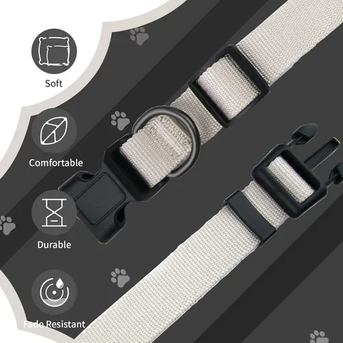 Vista 4 de Collar de perro beige para perros pequeños, transpirable, antiolor y suave, cómodo para cachorros de piel sensible, 90% rayón de bambú, collar