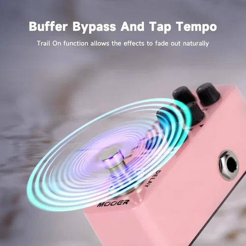Vista 5 de MOOER Pedal de guitarra D7 Delay con 6 cintas de retardo diferentes y grabación Looper de 150s, función ajustable múltiple, tempo de toque Surpport