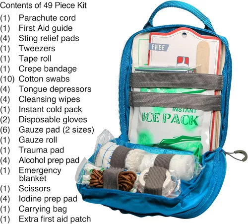 Vista 4 de Kurgo Kit de primeros auxilios para perros RSG Kit de emergencia compacto de 49 piezas, compatible con MOLLE, se fija a arneses, cinturones