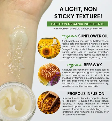 Vista 3 de Beesaluxe HoneyBotan - Bálsamo para la piel sin petróleo 100% natural con ingredientes orgánicos, alternativa de gelatina de petróleo para labios