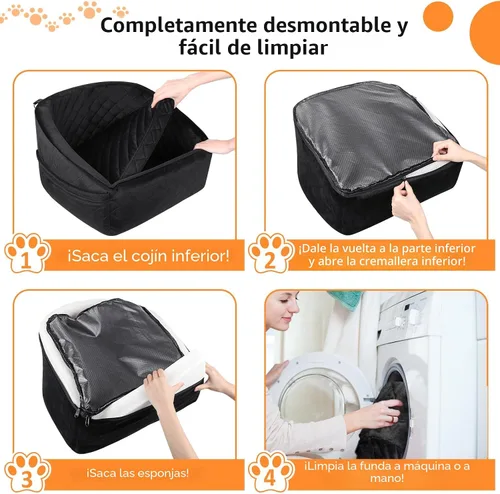 Vista 5 de NEEZUKAR Asiento de automóvil para perros pequeños y medianos, asiento elevador desmontable lavable para perros de menos de 30 libras, asiento