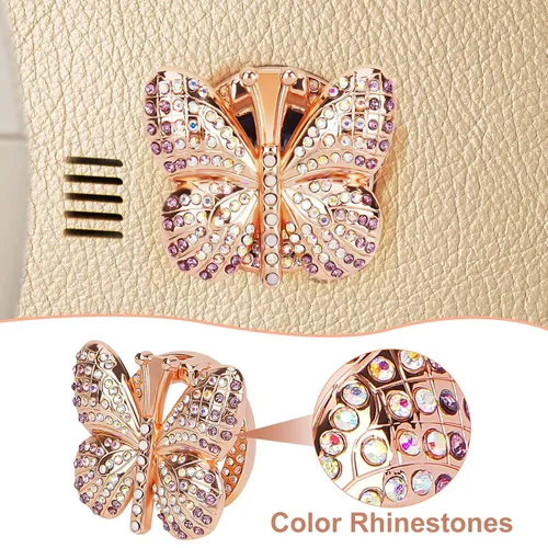 Vista 2 de Cubierta para botón de arranque y parada de automóvil, con diamantes de imitación de mariposa, bonita cubierta protectora de encendido, cubierta