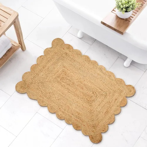 Vista 18 de Savi Home Alfombra de área tejida a mano de mezcla de lana y algodón 4x6', alfombra trenzada con textura tipo palomitas color marfil, alfombra suave