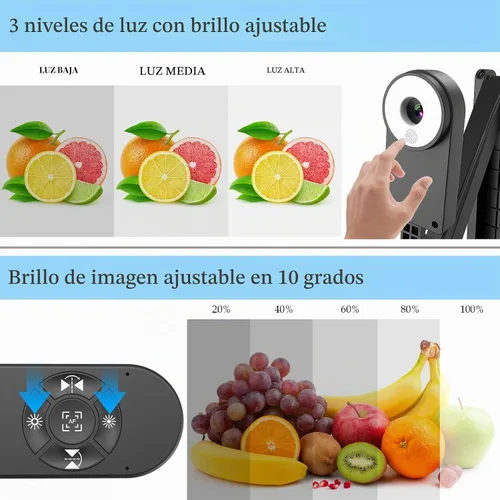 Vista 6 de Cámara de documentos USB de 8 MP para profesores y aula para tamaño A3 A4 con doble micrófono, luz LED de 3 niveles, arriba y abajo, inversión