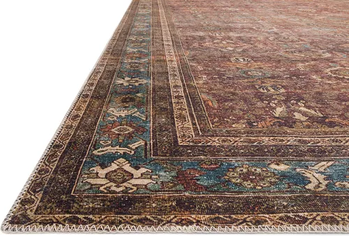 Vista 5 de Loloi - Alfombra tradicional larga de la colección Layla LAY-01 Ladrillo/Azul de 0,8 m x 3,6 m, 0,33 cm de espesor, suave, duradera, de inspiración