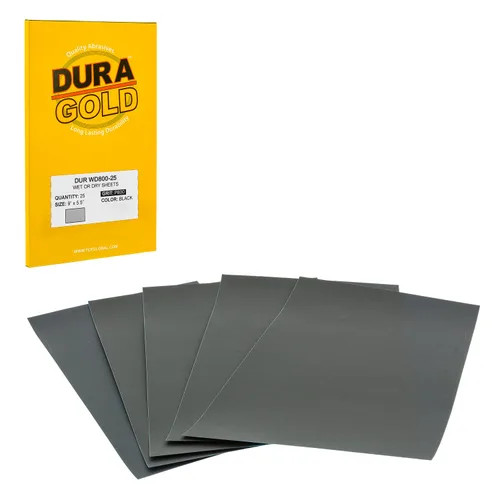 Vista 21 de Dura-Gold Hojas de papel de lija húmedas o secas de 5-1/2 x 9 pulgadas, variedad de grano 150, 220, 320, 400, 600 (5 cada una, 25 en total) - Lijado