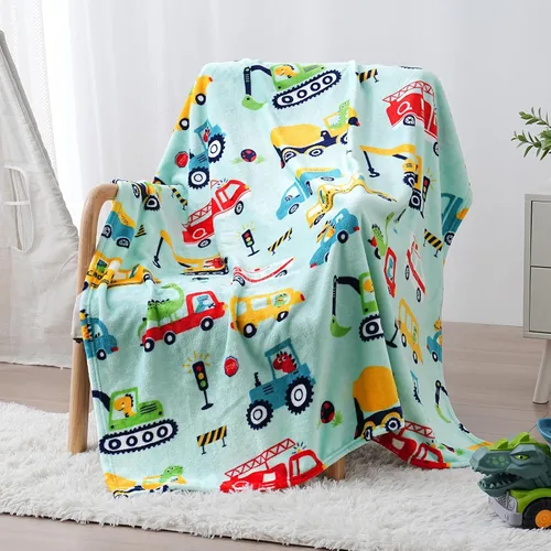 Vista 17 de SOCHOW Manta de Vellón con Diseño de Carro Camión Lindo para Niños y Niñas, Manta de Franela Suave Ligera Acogedora y Cálida para Cama de Niños