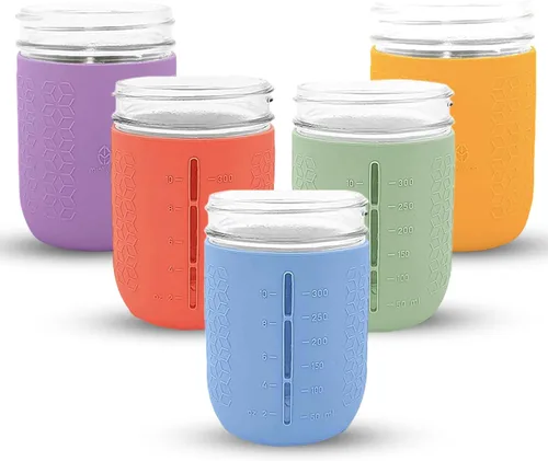 Vista 12 de Mason Jar - Funda de silicona, boca regular de 16 onzas, otoño e