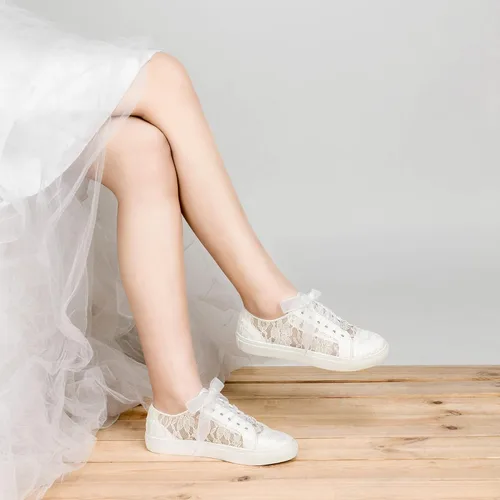 Vista 3 de JIAJIA 8832 Zapatos de boda Zapatillas de novia Zapatos de tenis de novia Zapatos de tenis de encaje