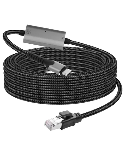 Vista 8 de CERRXIAN Cable Ethernet USB C a 2.5 Gbps de 6.5 pies, LAN Gigabit RJ45 a adaptador USB C de ángulo recto de 90 grados, convertidor de cable de red