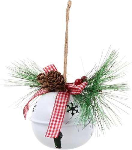 Vista 2 de Toyvian Cascabeles de Navidad, adornos tradicionales para árbol de Navidad, campanas de trineo de metal para decoraciones navideñas, 5 pulgadas