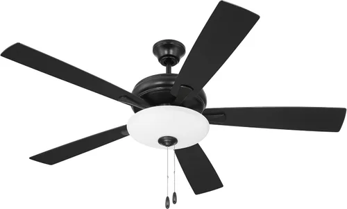 Vista 13 de Craftmade Ventilador de techo Eos de 52 pulgadas con 3 luces en acabado negro plano con cuchillas reversibles planas negras/madera gris