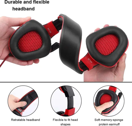 Vista 4 de Anivia AH28 - Auriculares estéreo con cable para computadora con micrófono, graves con control de volumen, aislamiento de ruido para múltiples
