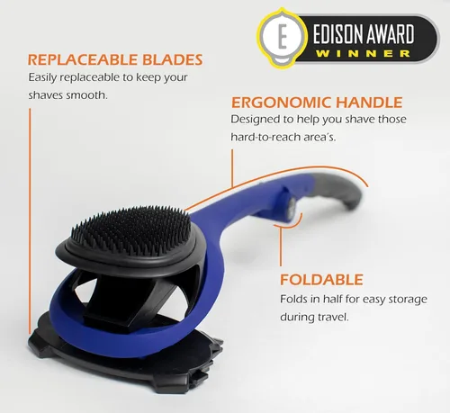 Vista 2 de BAKblade 2.0/ELITE PLUS - Depilador de espalda y afeitadora corporal (bricolaje), mango ergonómico fácil de usar para una afeitada sin dolor, 3