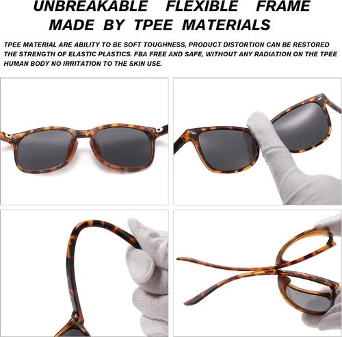 Vista 5 de COASION Lentes de sol polarizados para niños, protección UV 400, para niñas y niños, estilo retro clásico, para niños de 3 a 12 años