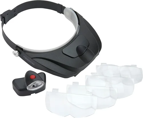 Vista 3 de Lupa con 4 lentes diferentes, Carson Optical Pro Series, magnivisor de lujo con luz LED para usar en la cabeza, negro