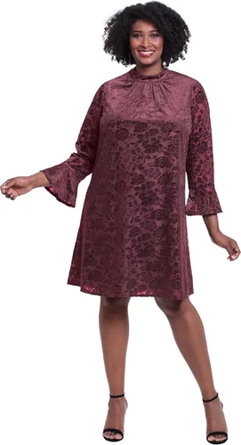Vista 6 de London Times Vestido trapecio de manga larga con cuello alto para mujer