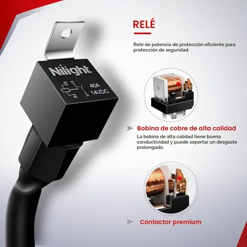 Vista 3 de Nilight Kit de arnés de cableado de nailon 12 AWG 1 cable 12V interruptor basculante de 5 pines láser encendido/apagado relé de alimentación fusible