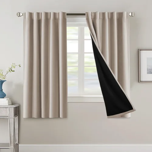 Vista 89 de H.VERSAILTEX Cortinas 100% opacas para dormitorio con forro negro, cortinas de oscurecimiento de habitación completa, con aislamiento térmico