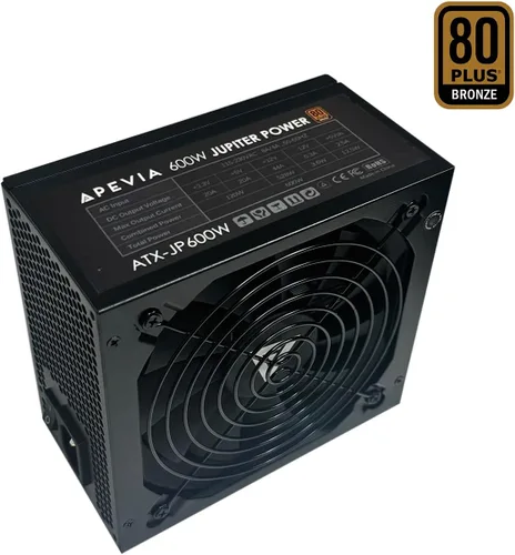 Vista 5 de Apevia ATX-JP600W Jupiter 600W 80 Plus Bronze Certified Active PFC ATX Fuente de alimentación para juegos, compatible con CPU de doble