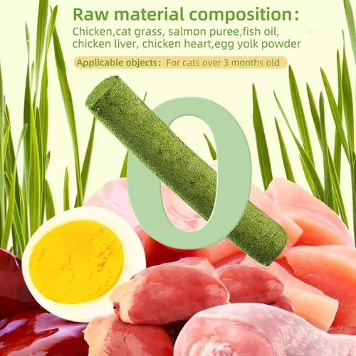 Vista 3 de Palitos de dentición de hierba natural para gatos, palillo masticable para eliminar bolas de pelo